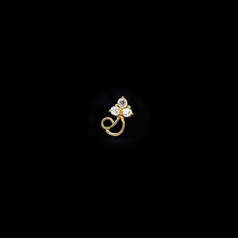 New Design 3 Stone Gold & Zirconia Nose Pin. Nakful House
